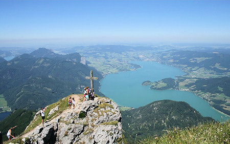 Wolfgangsee with Mondsee in the distance